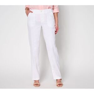 NYDJ Women's Pants Sz 6 Marilyn Linen Trouser White